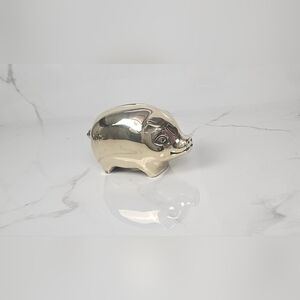 Vintage Solid Brass 6" Pig Piggy Hog Coin Bank Brass Farm Figurine